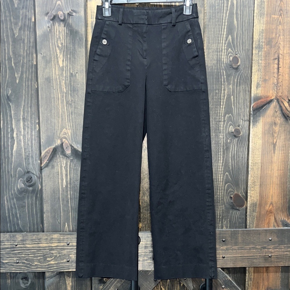 J. Crew Black Wide Leg Sailor Pants 0 Tall Mid Rise Casual Neutral Minimalist